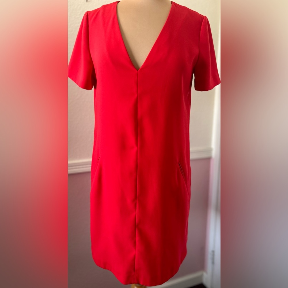 V-Neck Red Dress